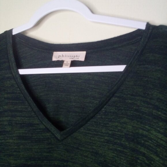 Philosophy Shirt L Women Lot o 2 3/4 Sleeve Soft Stretch Green Black - Picture 10 of 16